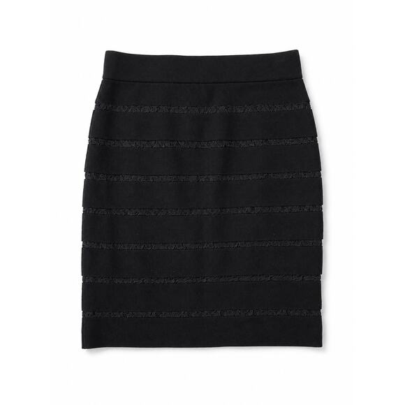 Ann Taylor Dresses & Skirts - Ann Taylor Petite Black Lace Trim Pencil Skirt XXSP Career Office Stretch